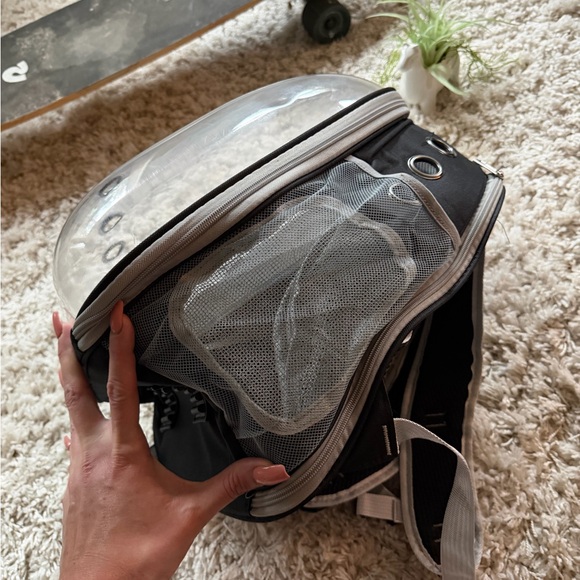 Metallic Silver Backpack with Circular Accents for cats or pets - Picture 3 of 5